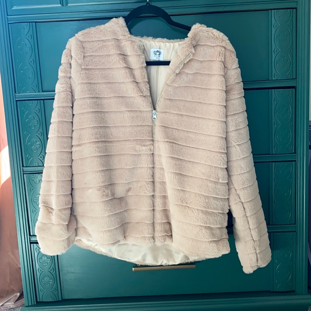 Katydid Pink Faux Fur Teddy Coat